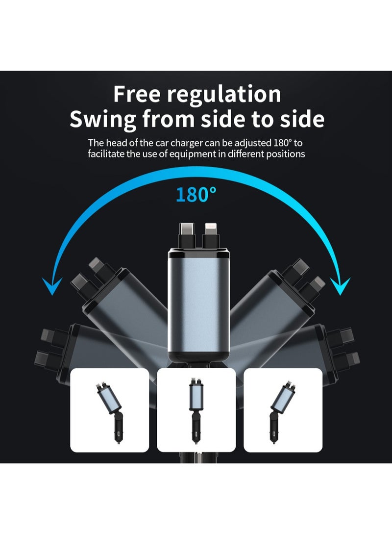 شاحن السيارة للنور السمائي، قابل للتحكم بزاوية 180 درجة، متوافق مع الشحن السريع، قابل للاستخدام في 12 - 24 فولت، يأتي مع خيطين قابلين للتجويف - Image 2